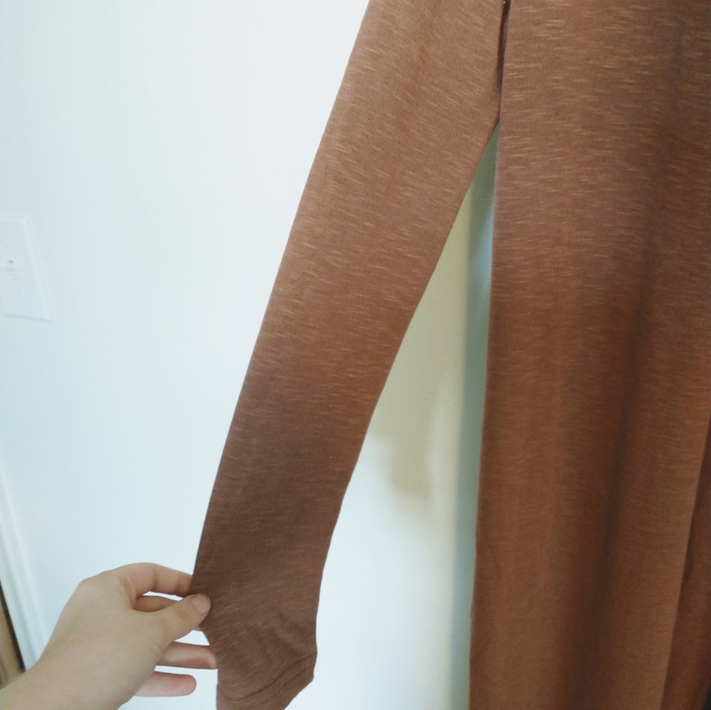 Michael Stars brown long duster cardigan with long sleeves size xs, light weight - Picture 2 of 5